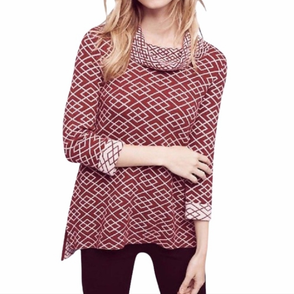 | Anthropologie | Moth Cowl Neck Galena Maroon Sweater Size M